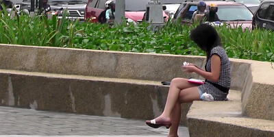Petite Asian teen enjoys tuktuk ride