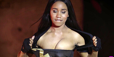 Petite black girl enjoyed passion posing
