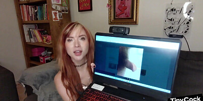 Small dick dudes teased by nasty perverted wild redhead