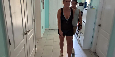 When The Neighbor Came Over For 51 Year Old Milf Angel Minx's Husband She Seduced Him For A Fuck