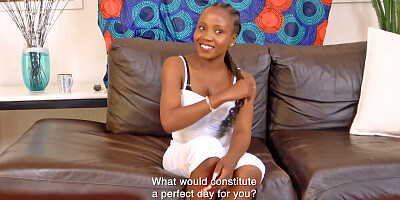 Little Ebony MILF on first time casting