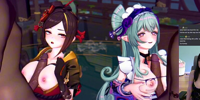 chiori x yumemizuki mizuki . genshin influence anime porn