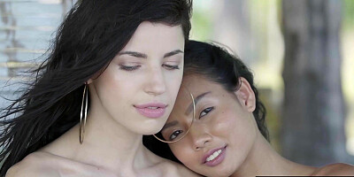 Ukrainian lesbian stripping a Thai teen