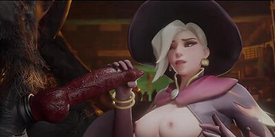 Mercy Collecting Werewolf Cum Part 1