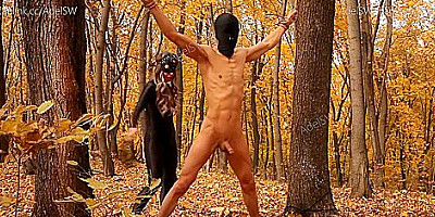 Tied My Cuckold Husband Between Trees And Spanked Him Outdoors