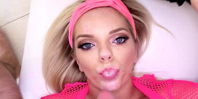 Blowjob by foolish blonde Trisha Parks with skinny body