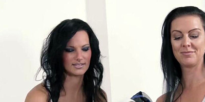 Sweet brunette Sina Velvet playing with toys