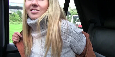 Blonde babe with medium tits gets money for her services