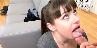 Luna Rival sucks a hard cock and teases with her big ass