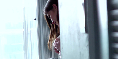 Voyeur gets invited into her bedroom to fuck the cutie