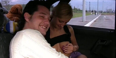 Car sex with young horny girl