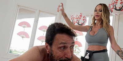 McKenzie Lee gives the dude a rimjob and gets him hard
