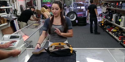 Pretty hot college chick gets fucked hard by a perverted store owner