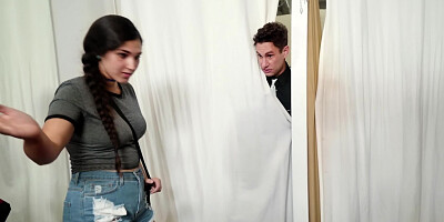 Naomi Woods licks dick of shop assistant Brad Knight being fucked