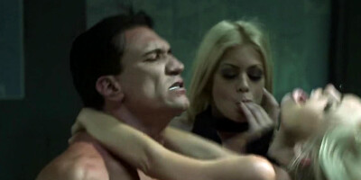 Two hot babes are banging captain in the spaceship