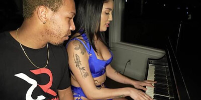 Ricky's Room - Brunette Vanessa Sky in lingerie dick sucking