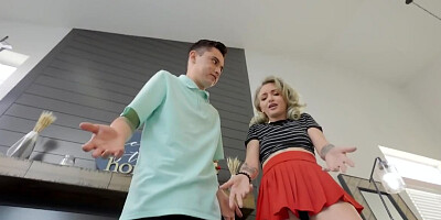 Stepson's new girlfriend must lick stepmother's black pussy