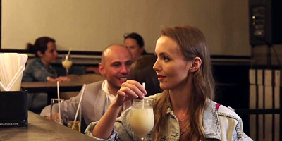 Pale blonde girl ends up meeting a black dude in the bar