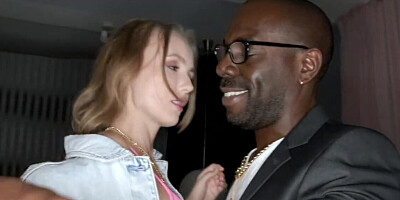 Pale blonde girl ends up meeting a black dude in the bar