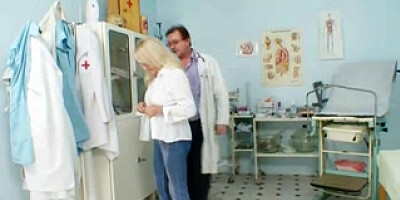 Mature granny Dorota gyno buttplug exam