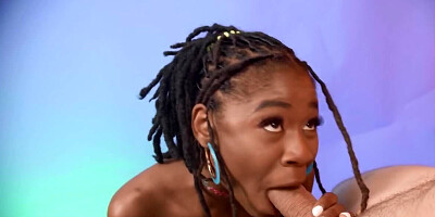 Sky is the limit to Ebony minx's moans when white guy bangs her