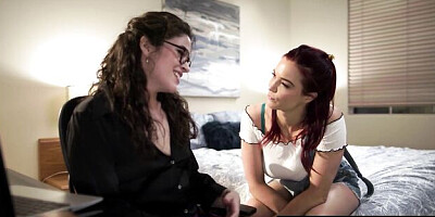 Playful Jayden Cole and Victoria Voxxx at nerdy girl glasses dirt