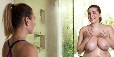 Well-formed Alex Chance and Mila Brite's in the shower porn