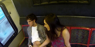 Public fuck on the back of the bus as riders watch