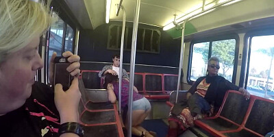 Public fuck on the back of the bus as riders watch