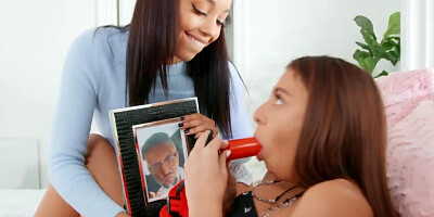 Black girl catches the friend masturbating and uses a strapon