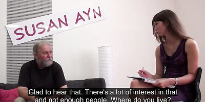 Brown-haired godlike teen Susan Ayn fucks with an old man