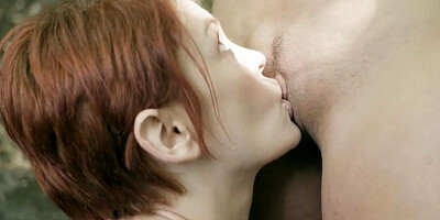 Brunette meets redhead in forest so they have sex