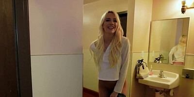 Kenna James riding a huge dick in POV while in a van