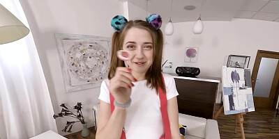 Man took skinny lassie to bedroom and filmed her sucking lollipop