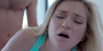 Female blogger films a video where nerdy stepbrother fucks her