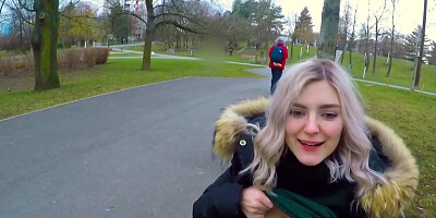 Sweet blonde blows a complete stranger for some money