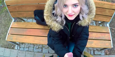 Sweet blonde blows a complete stranger for some money