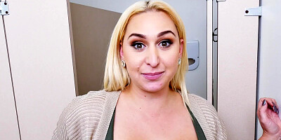 Nina Kay sucks off gloryhole cock and swallows the cum