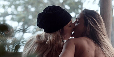 Petite American lesbians enjoy hot sex on the balcony