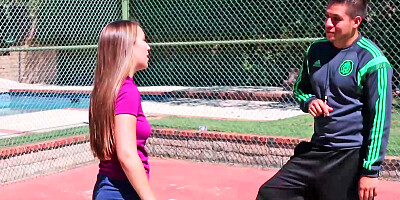 A blow job after a soccer game for the coach