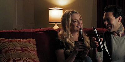 Blonde babe enjoys hardcore oral sex with a tattooed stud