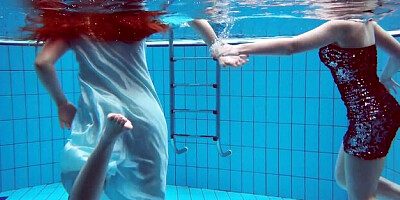 Talented dream girl's poolside smut