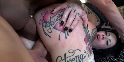 Tattooed wrench gets humiliated during hardcore threesome
