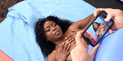 Lecherous Ebony chick is always glad to take penis in her hole