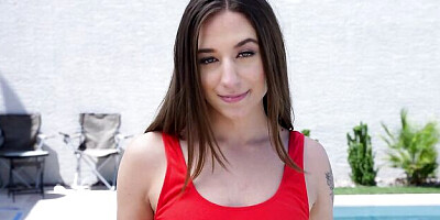 Miniature hottie Venice Rose screwed in the cowgirl pose