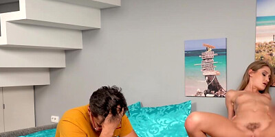 Tiffany Tatum is fucking right next to her nerdy boyfriend