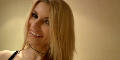 Hot blonde with a gorgeous body is on the bed, naked and getting rammed