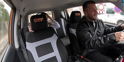 Fake Driving Instructor with Big Natural Tits Fucked POV