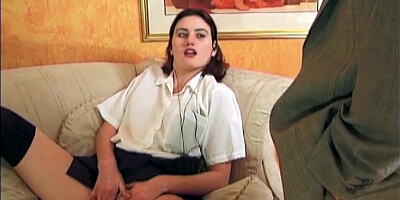 Bratty schoolgirl rides cock after anal fun with dildo