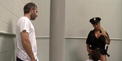 Big Tits in Uniform - Inked Bridgette B handjob in thongs